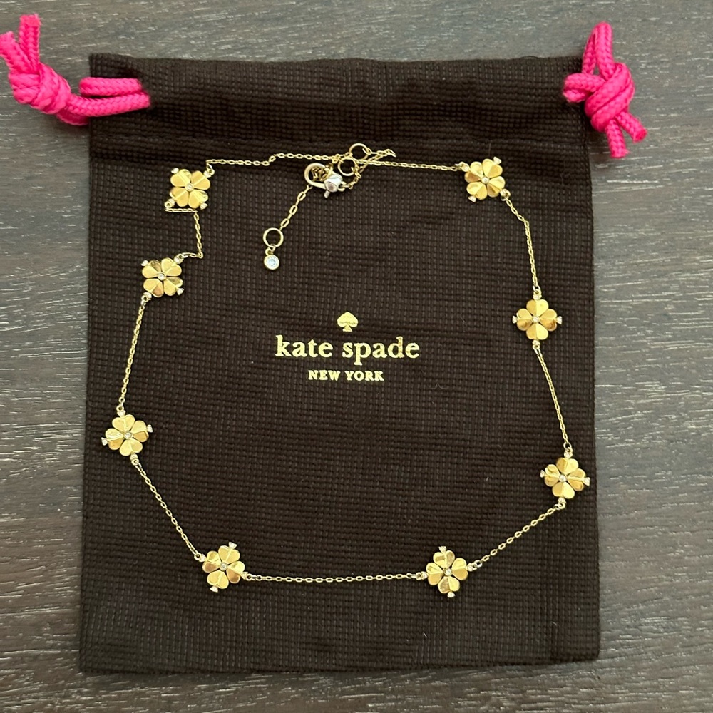 Kate Spade Gold Legacy Logo Spade Flower Necklace